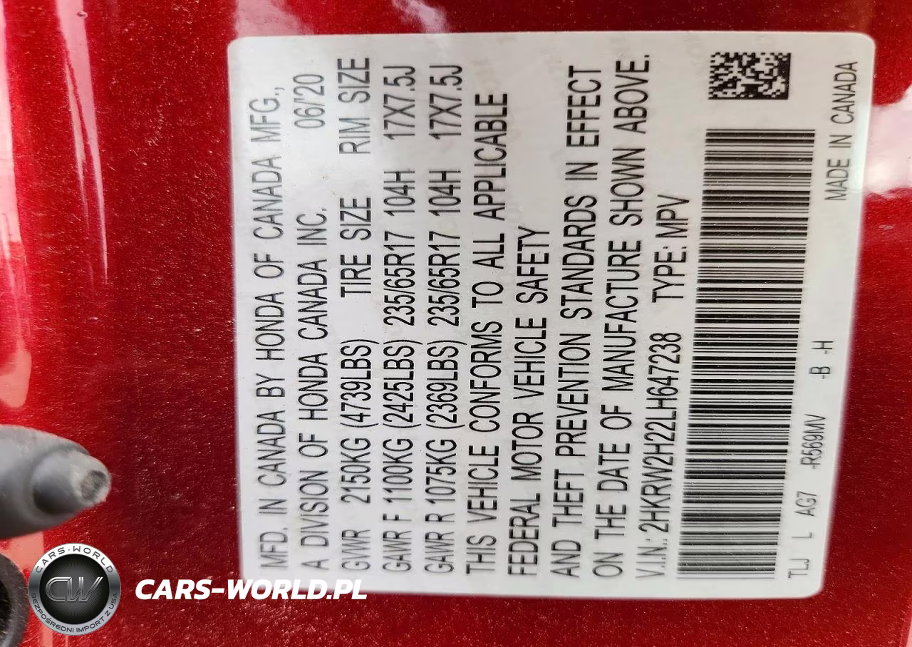 2020 Honda Cr-V Lx VIN:2HKRW2H22LH647238 - 13