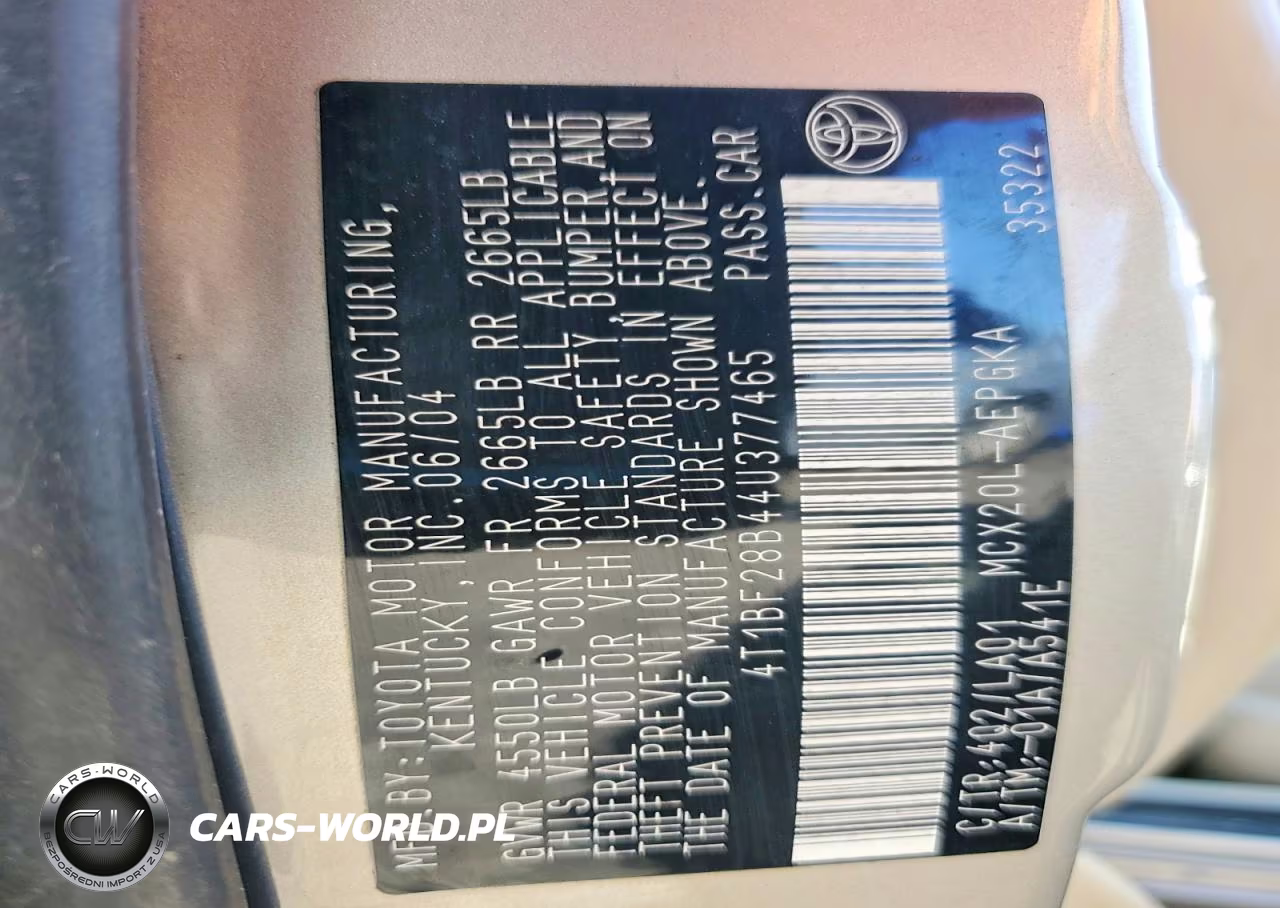 2004 Toyota Avalon Xl W-Bench Se VIN:4T1BF28B44U377465 - 12