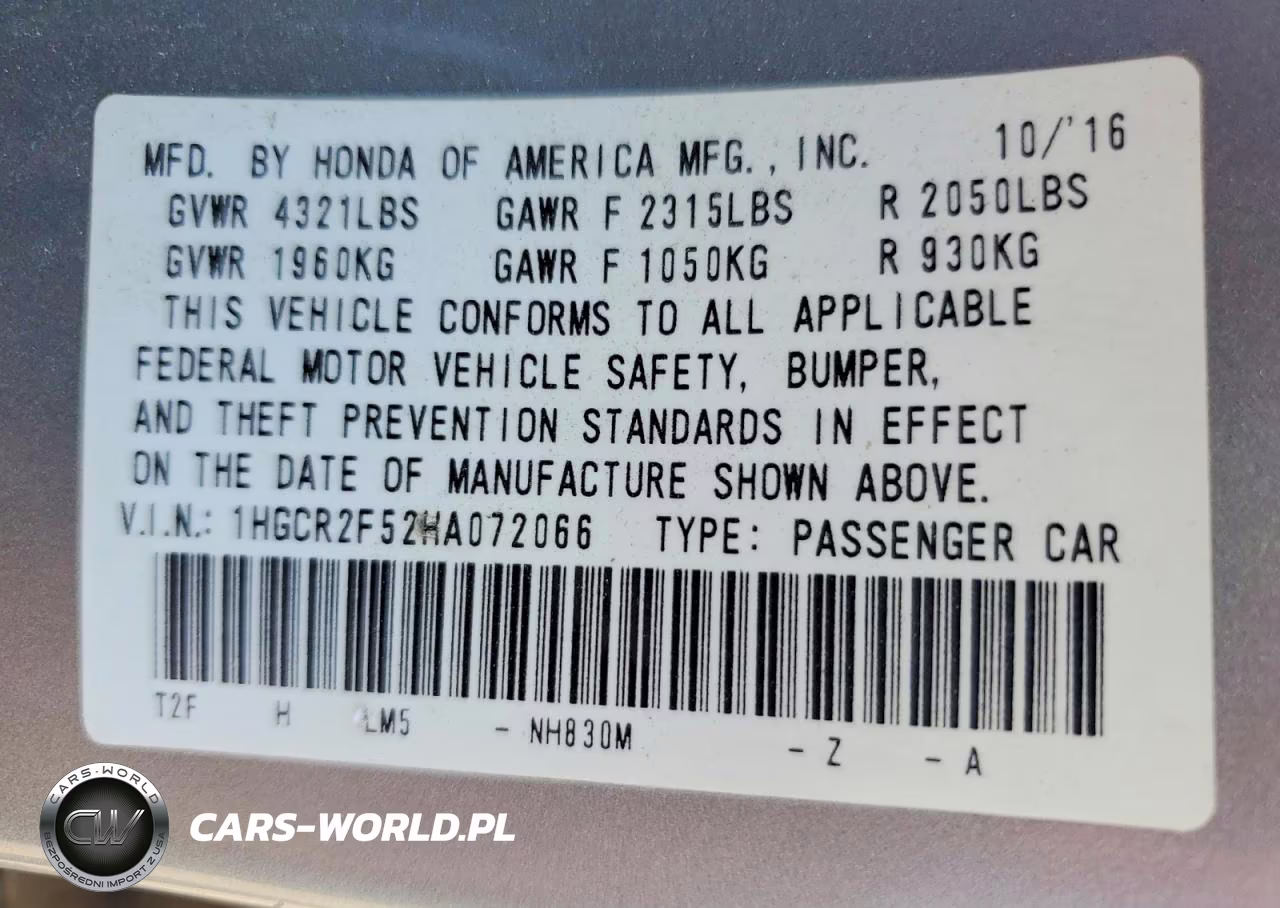 2017 Honda Accord Sport VIN:1HGCR2F52HA072066 - 13