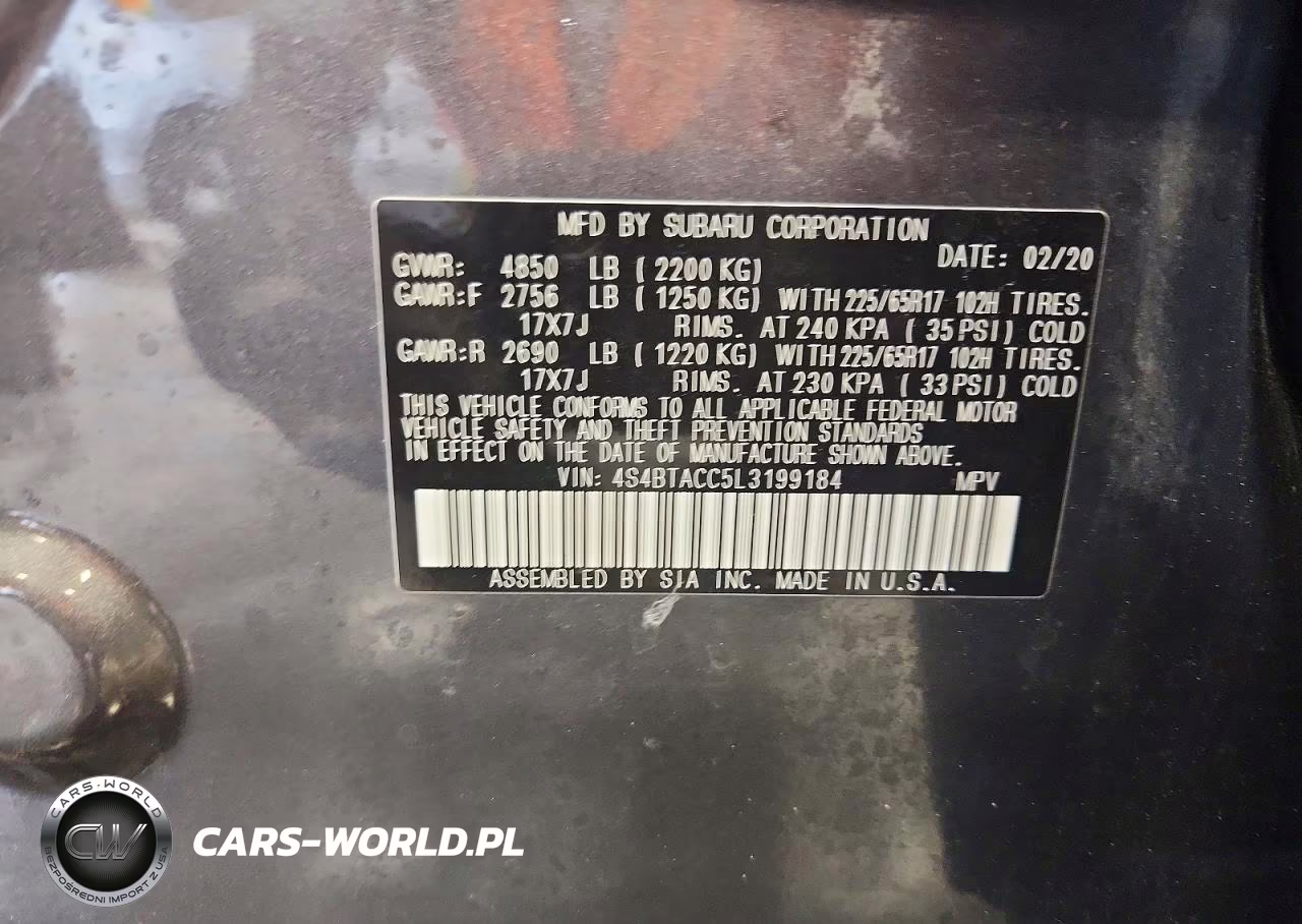 2020 Subaru Outback Premium VIN:4S4BTACC5L3199184 - 13