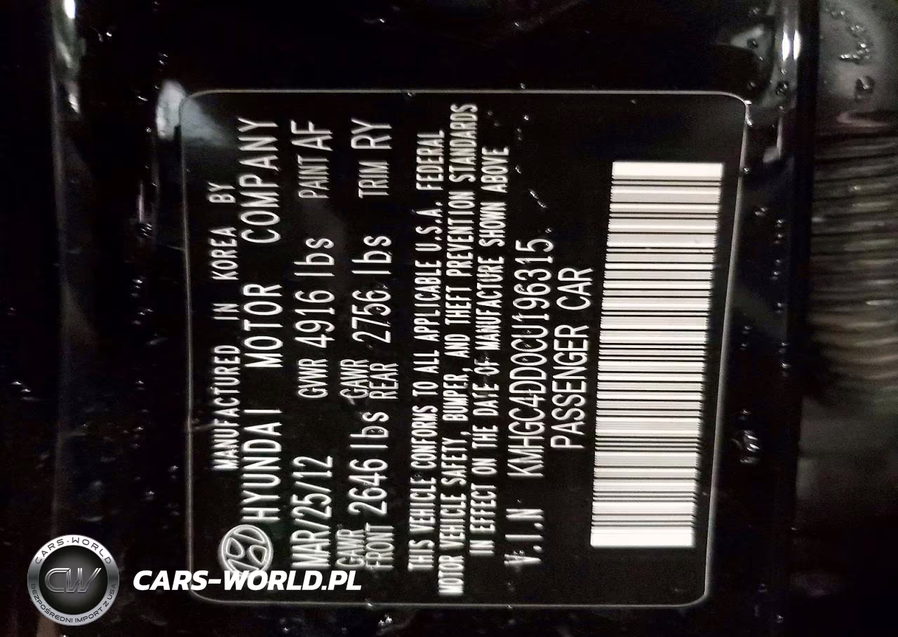 2012 Hyundai Genesis 3.8L VIN:KMHGC4DD0CU196315 - 12