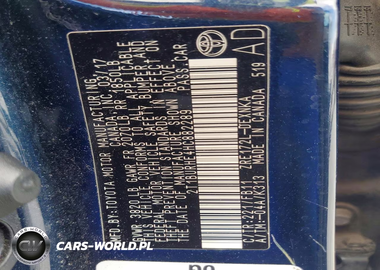 2017 Toyota Corolla Le VIN:2T1BURHE4HC882289 - 12