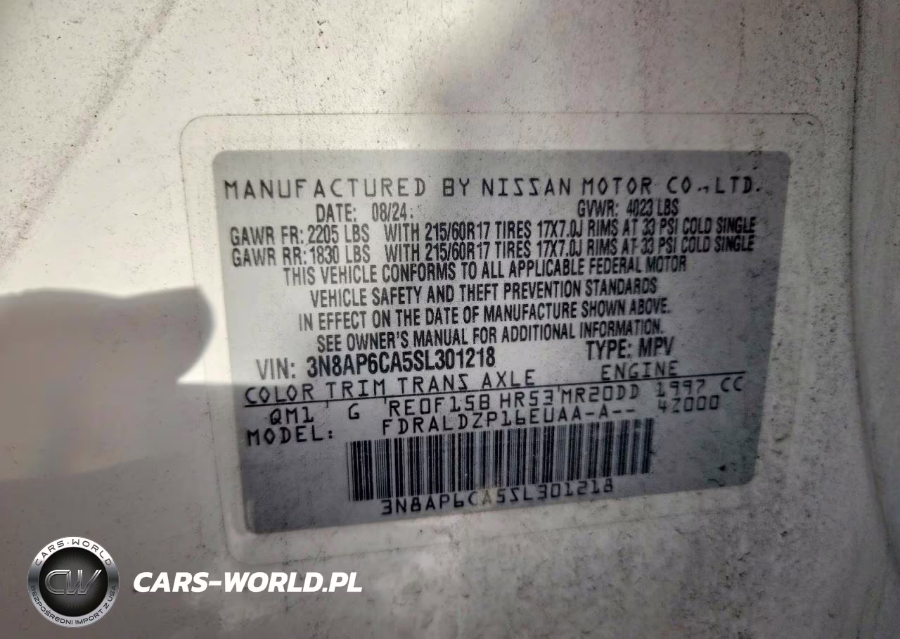 2025 Nissan Kicks Sv VIN:3N8AP6CA5SL301218 - 14