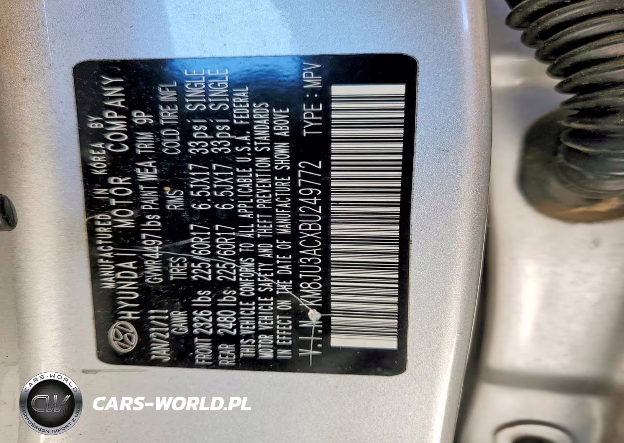 2011 Hyundai Tucson Gls VIN:KM8JU3ACXBU249772 - 13