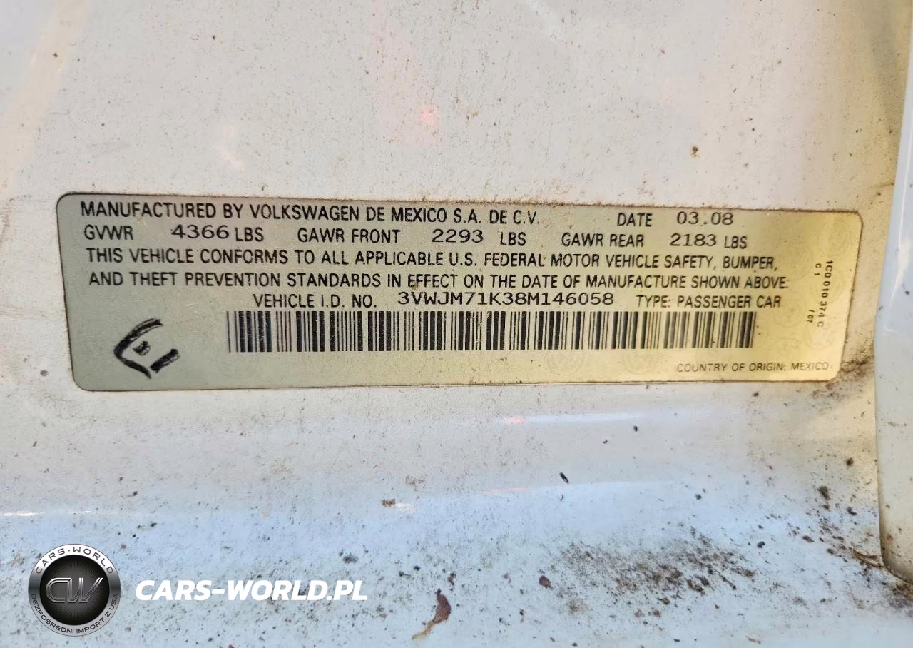 2008 Volkswagen Jetta S VIN:3VWJM71K38M146058 - 12