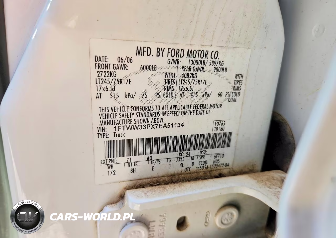 2007 Ford F350 Super Duty VIN:1FTWW33PX7EA51134 - 12