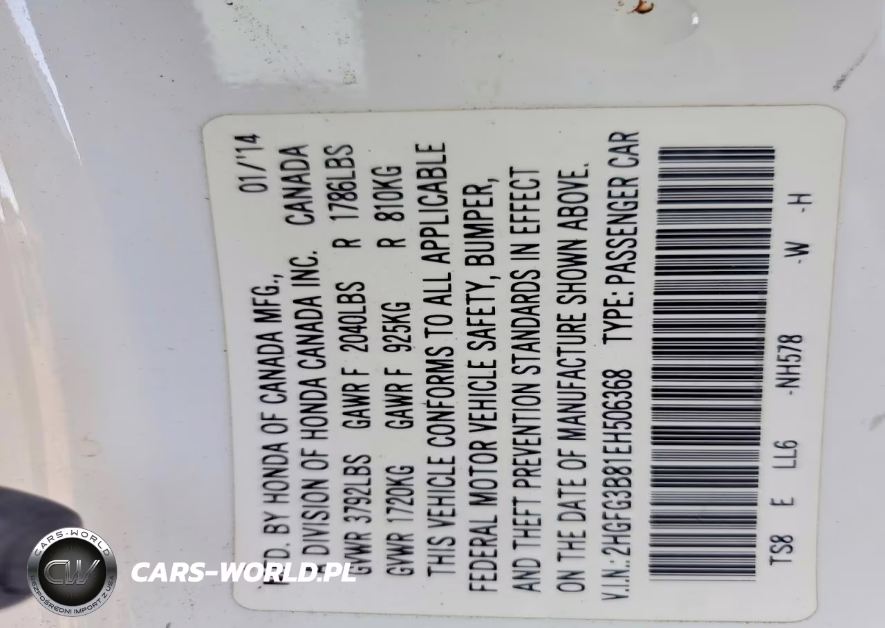 2014 Honda Civic Ex VIN:2HGFG3B81EH506368 - 13