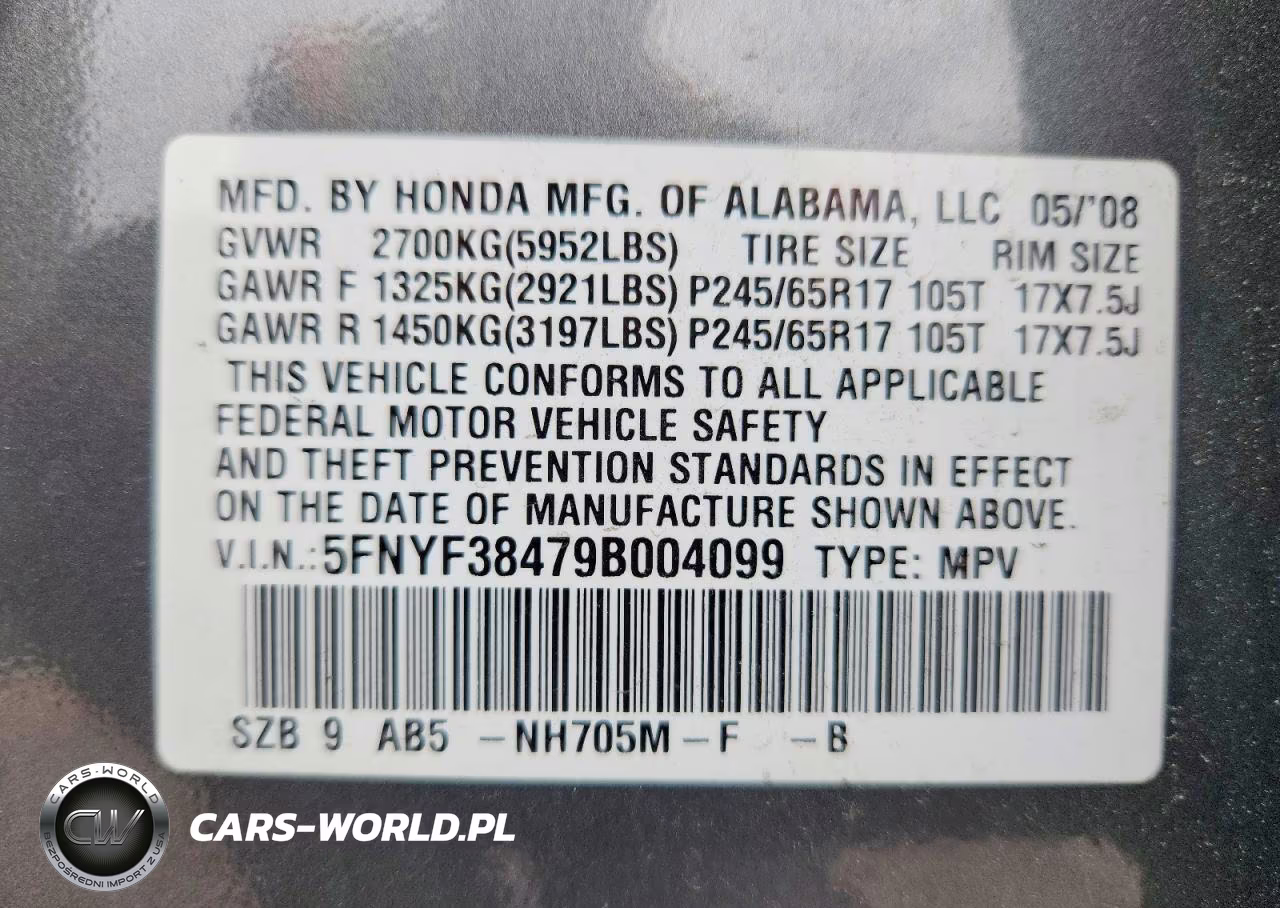2009 Honda Pilot Ex VIN:5FNYF38479B004099 - 14
