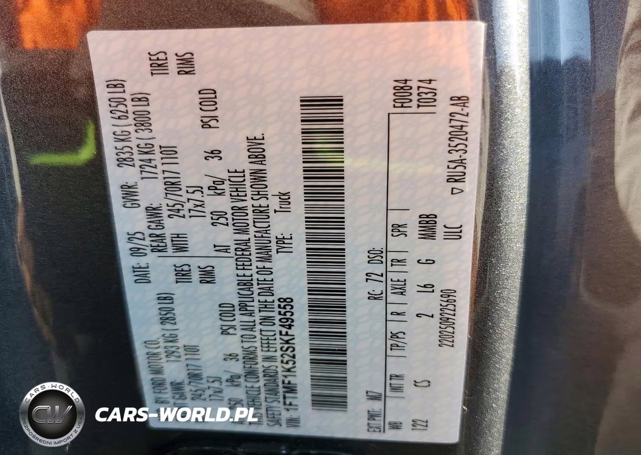 2025 Ford F150 Xl VIN:1FTMF1K52SKF49558 - 12