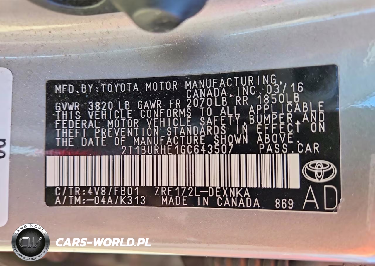 2016 Toyota Corolla Le Plus VIN:2T1BURHE1GC643507 - 13