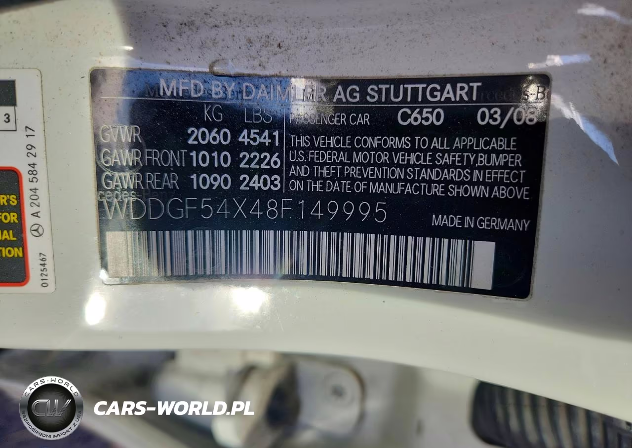 2008 Mercedes-Benz C 300 VIN:WDDGF54X48F149995 - 12