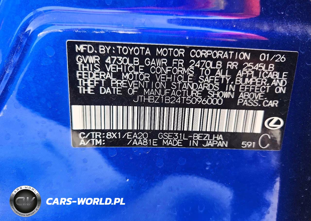 2026 Lexus Is 350 F Sport Design VIN:JTHBZ1B24T5096000 - 12