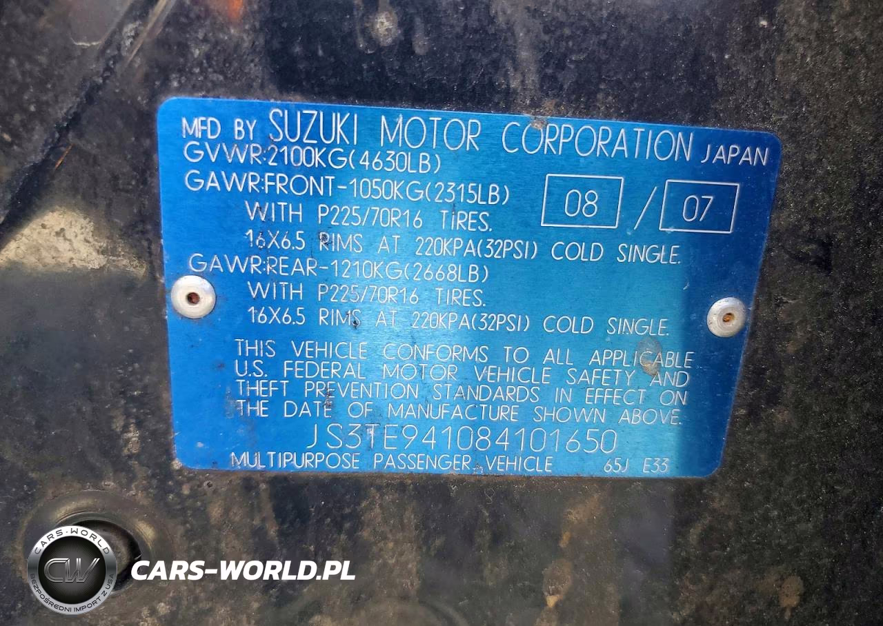 2008 Suzuki Grand Vitara VIN:JS3TE941084101650 - 13