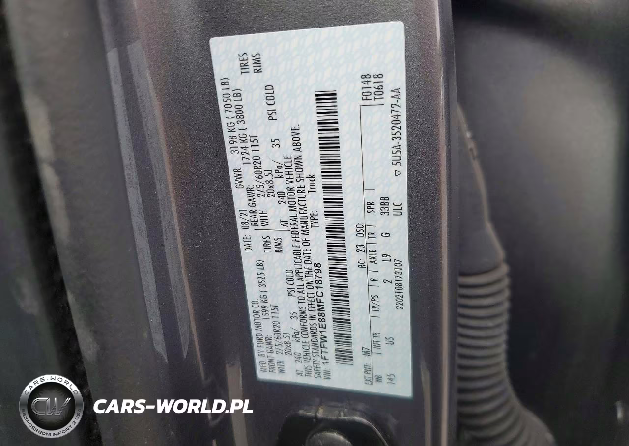 2021 Ford F150 Supercrew VIN:1FTFW1E88MFC18798 - 12