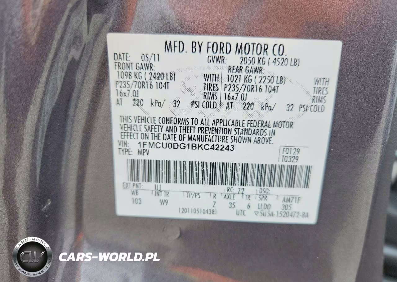 2011 Ford Escape Xlt VIN:1FMCU0DG1BKC42243 - 13