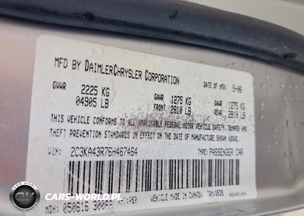 2006 Chrysler 300 VIN:2C3KA43R76H467464 - 13