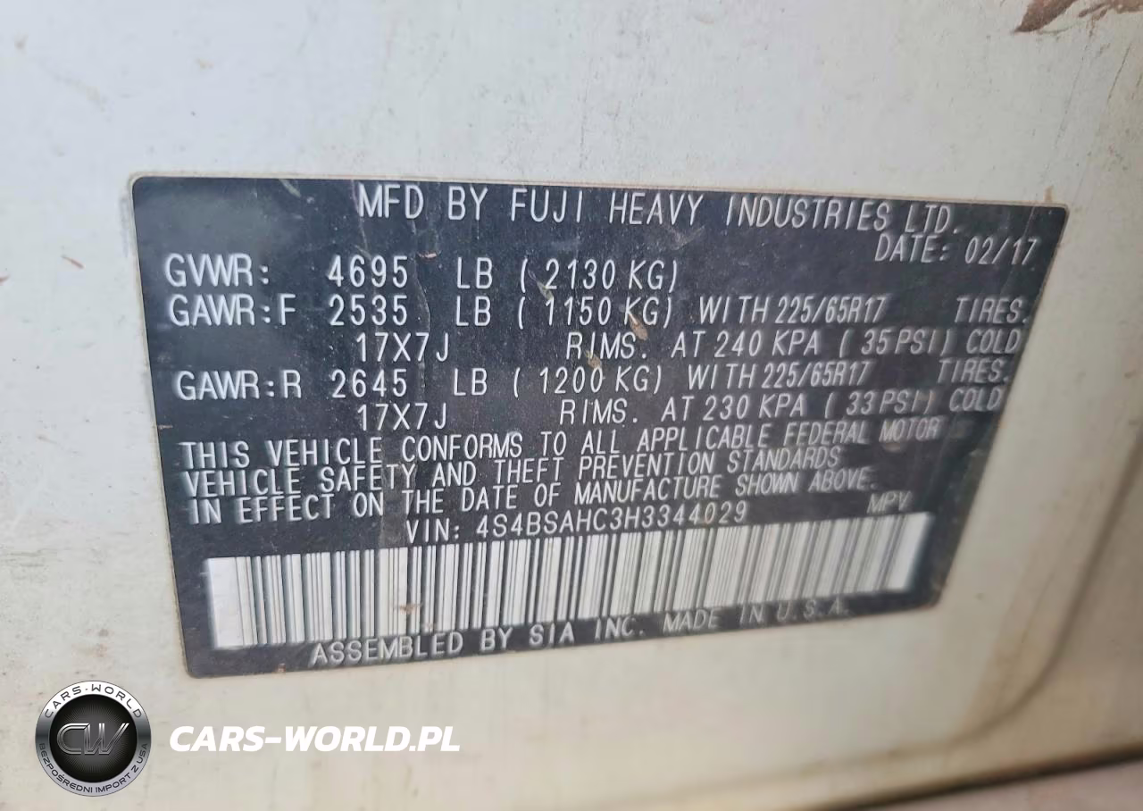2017 Subaru Outback 2.5I Premium VIN:4S4BSAHC3H3344029 - 12