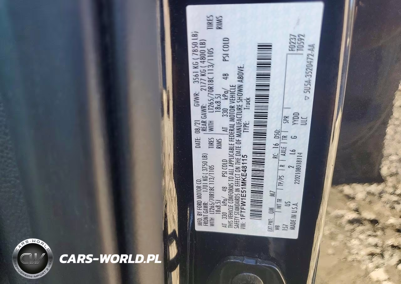 2021 Ford F150 Supercrew VIN:1FTFW1E51MKE48115 - 12
