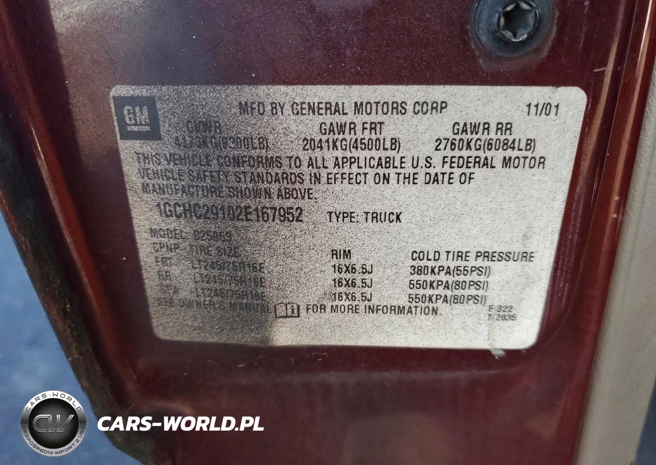 2002 Chevrolet Silverado C2500 Heavy Duty VIN:1GCHC29102E167952 - 12
