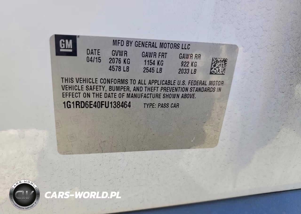 2015 Chevrolet Volt VIN:1G1RD6E40FU138464 - 12