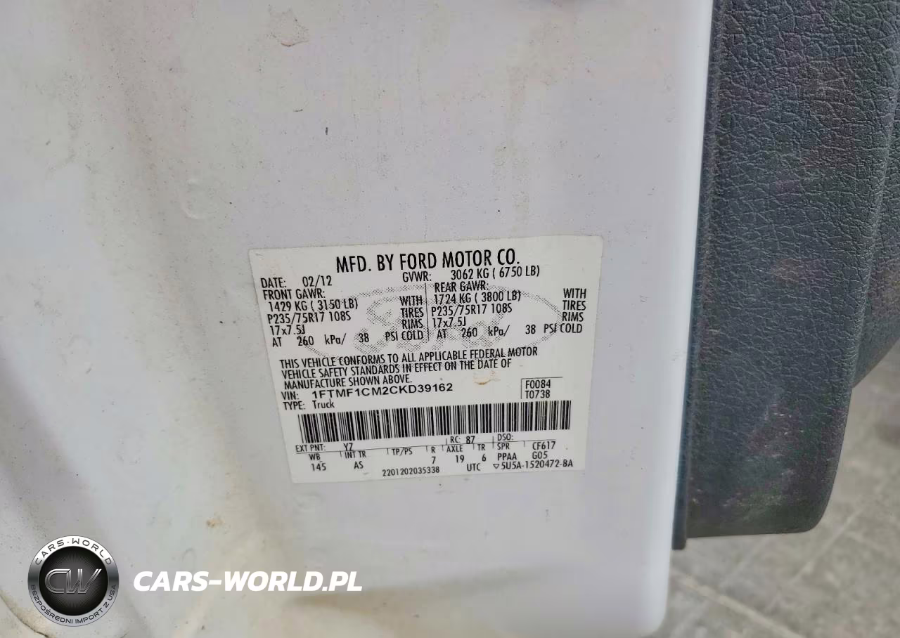 2012 Ford F150 VIN:1FTMF1CM2CKD39162 - 12