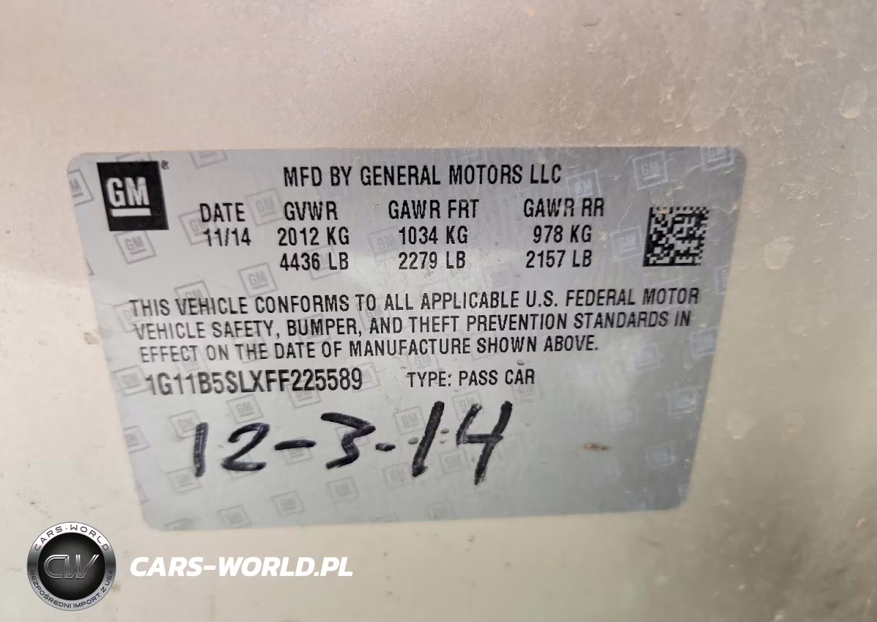 2015 Chevrolet Malibu Ls VIN:1G11B5SLXFF225589 - 12