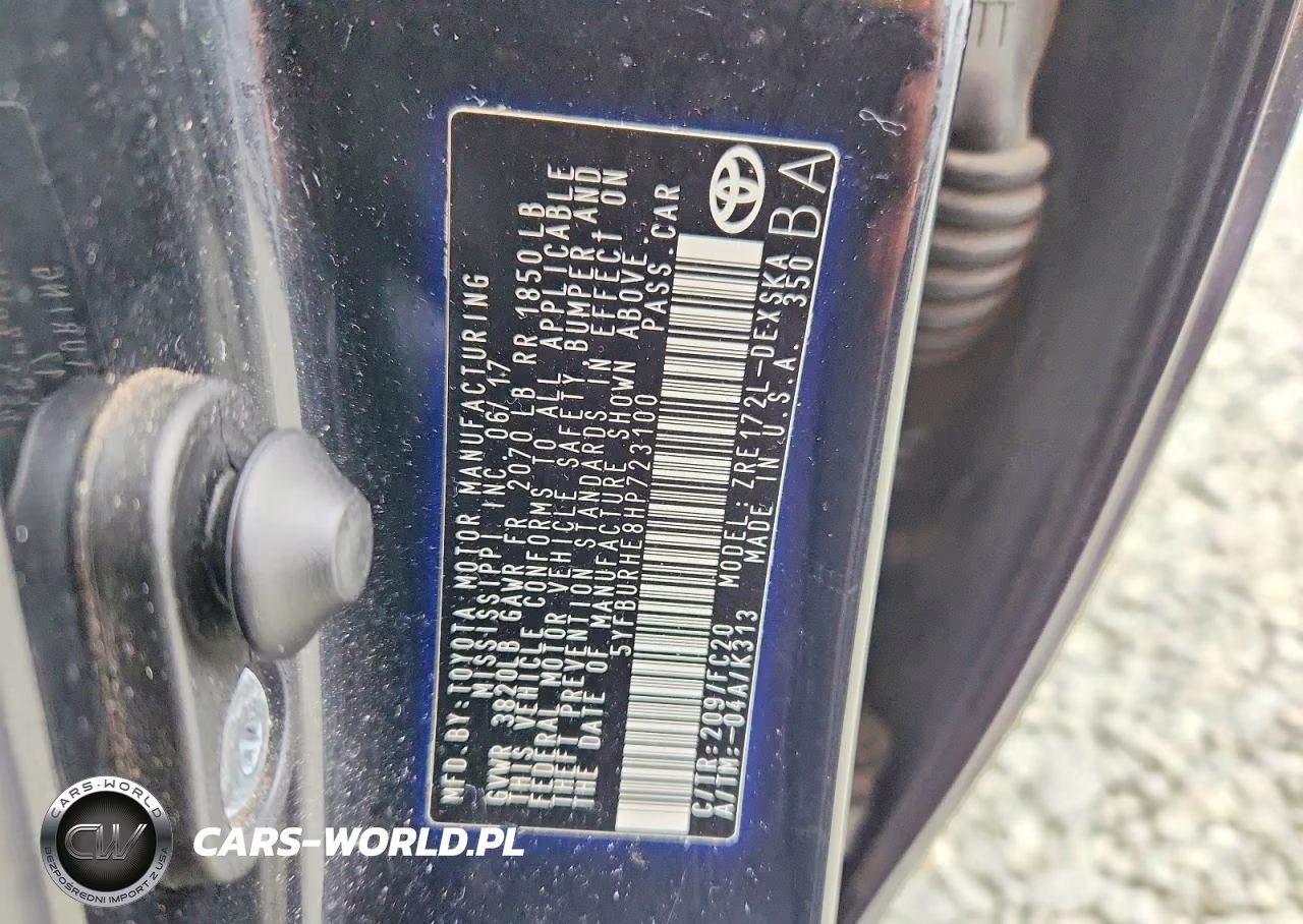 2017 Toyota Corolla Se VIN:5YFBURHE8HP723100 - 12