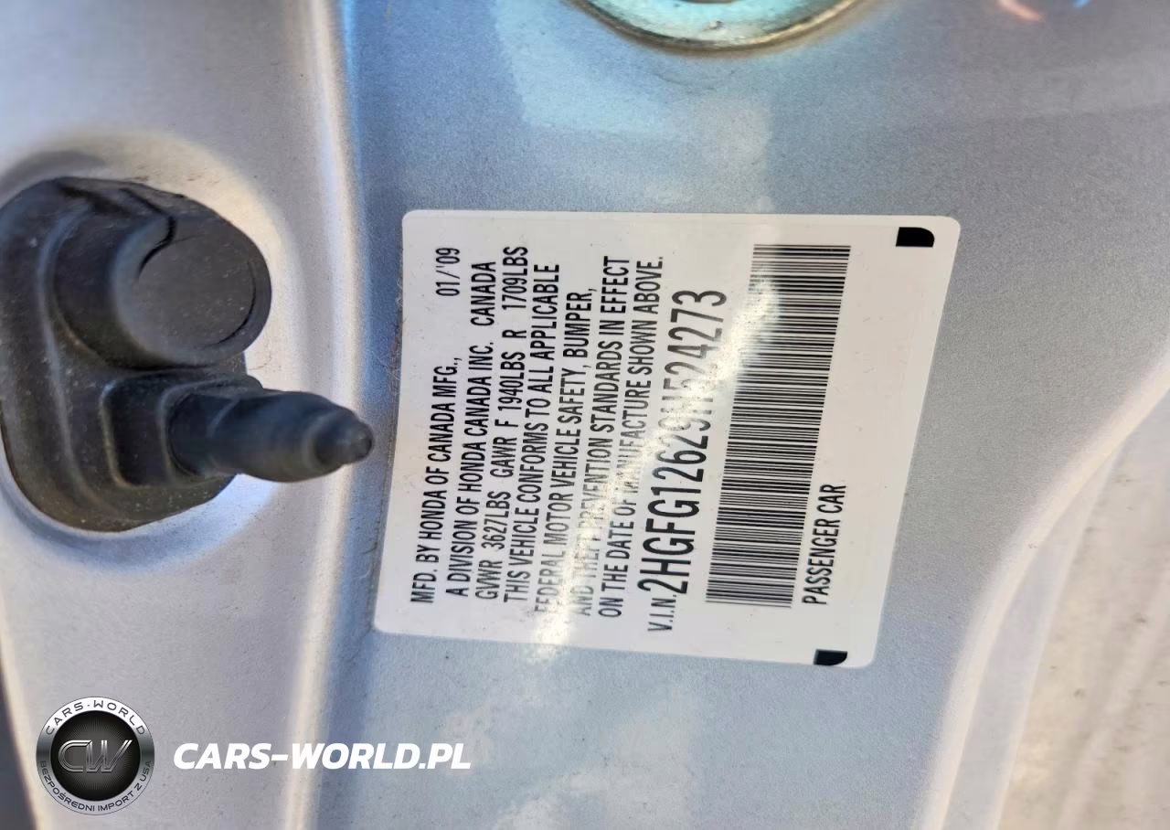 2009 Honda Civic Lx VIN:2HGFG12629H524273 - 12