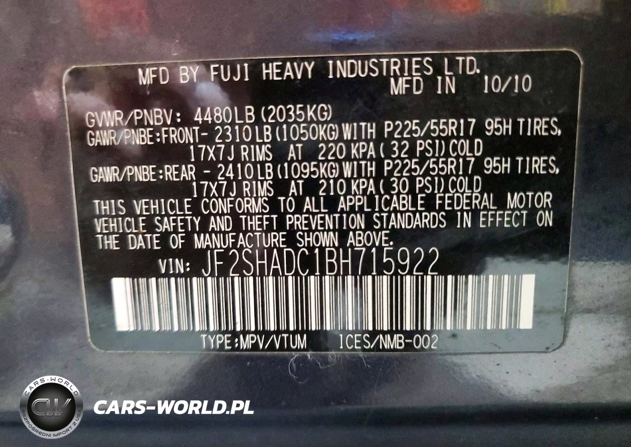 2011 Subaru Forester 2.5X Premium VIN:JF2SHADC1BH715922 - 13