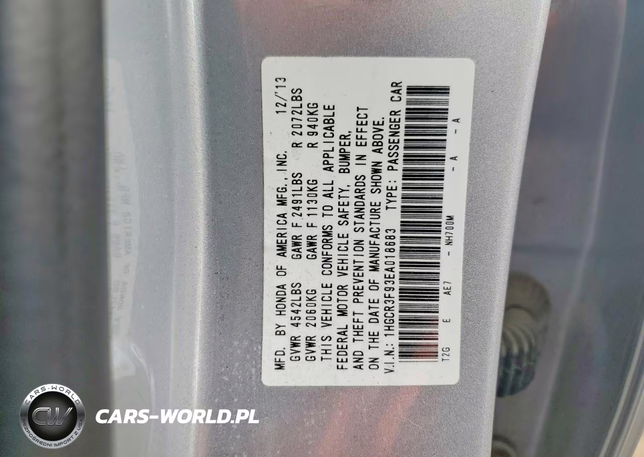 2014 Honda Accord Touring VIN:1HGCR3F93EA018683 - 12