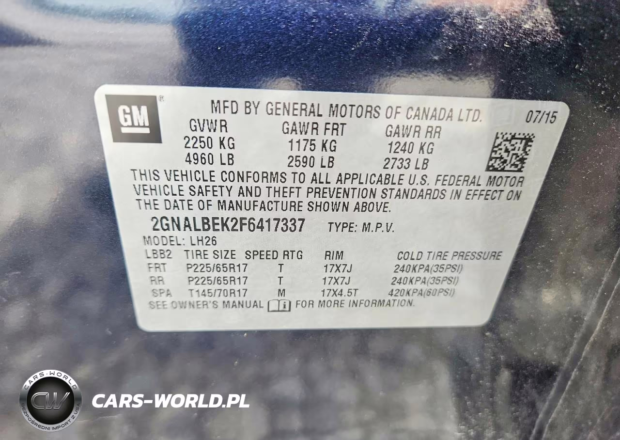 2015 Chevrolet Equinox Lt VIN:2GNALBEK2F6417337 - 13