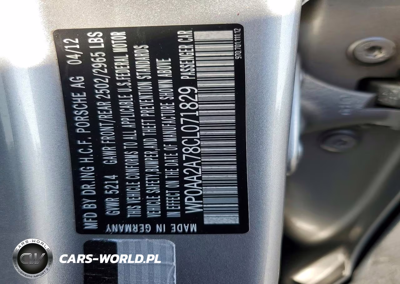 2012 Porsche Panamera 2 VIN:WP0AA2A78CL071829 - 12