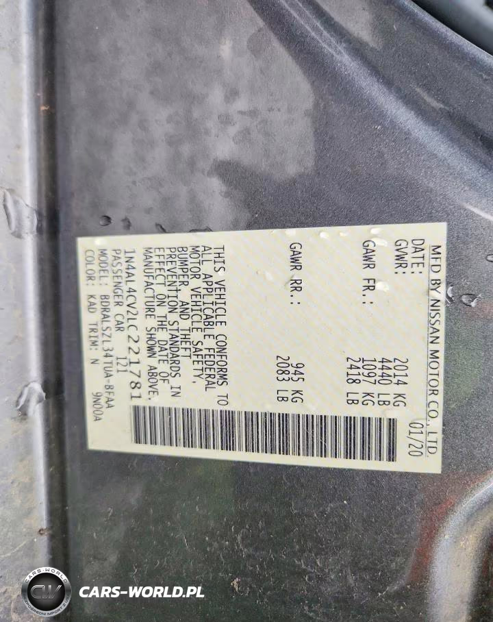 2020 Nissan Altima S VIN:1N4AL4CV2LC221781 - 13