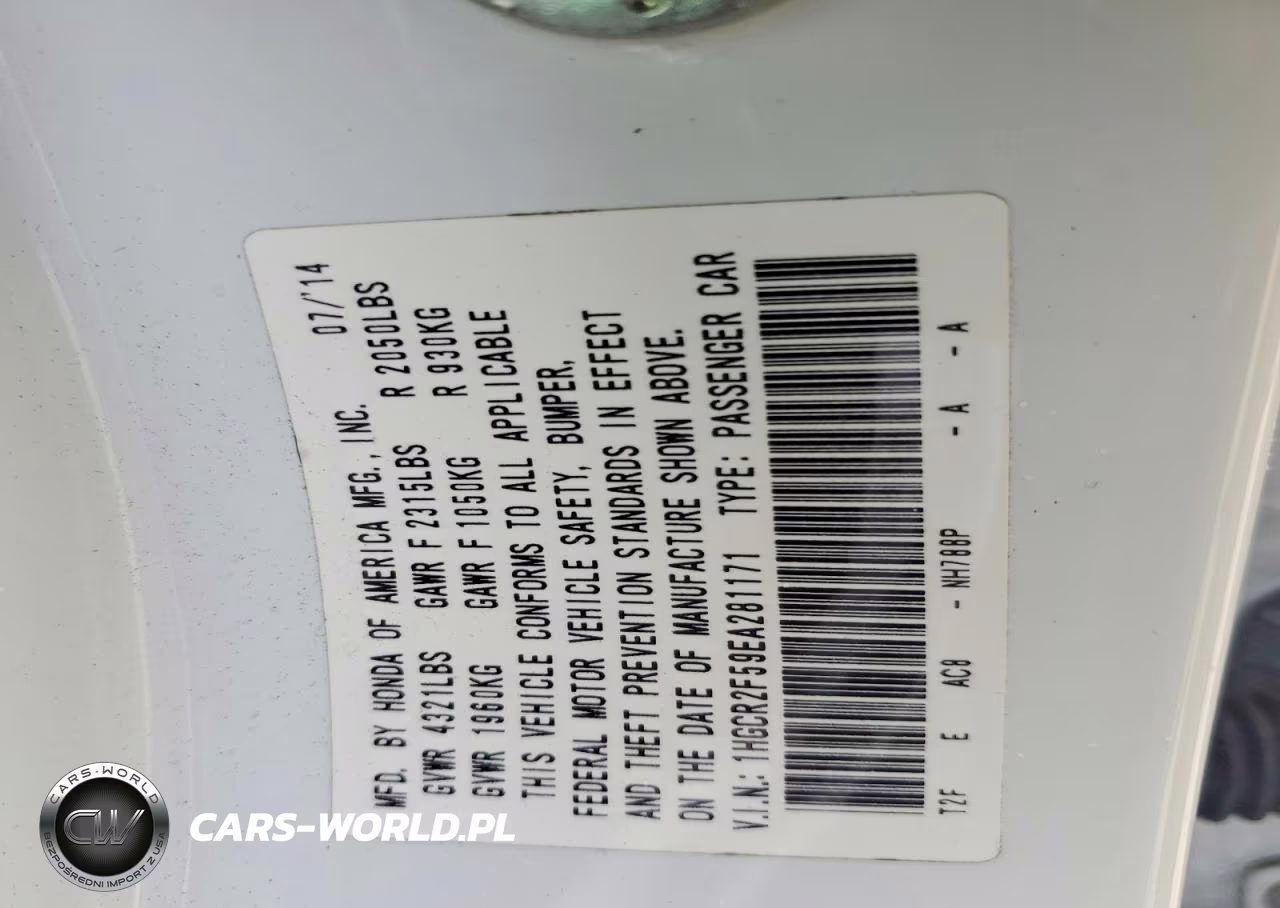 2014 Honda Accord Sport VIN:1HGCR2F59EA281171 - 12