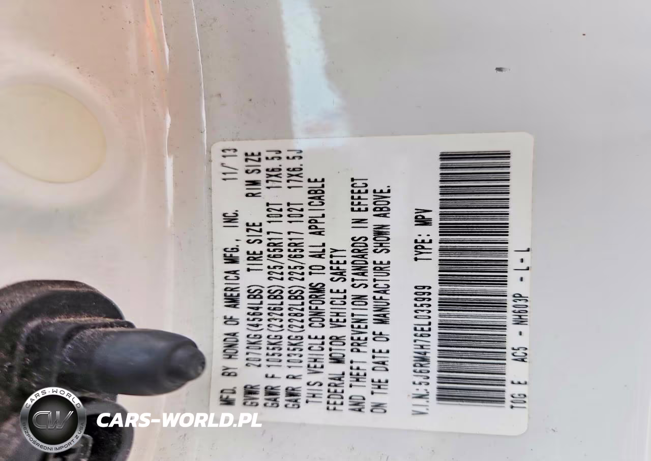2014 Honda Cr-V Exl VIN:5J6RM4H76EL035999 - 13