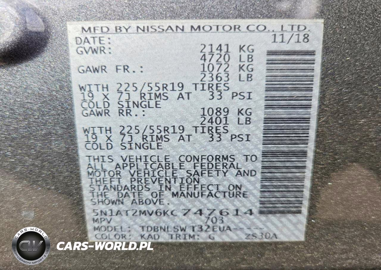 2019 Nissan Rogue Sl VIN:5N1AT2MV6KC747614 - 13