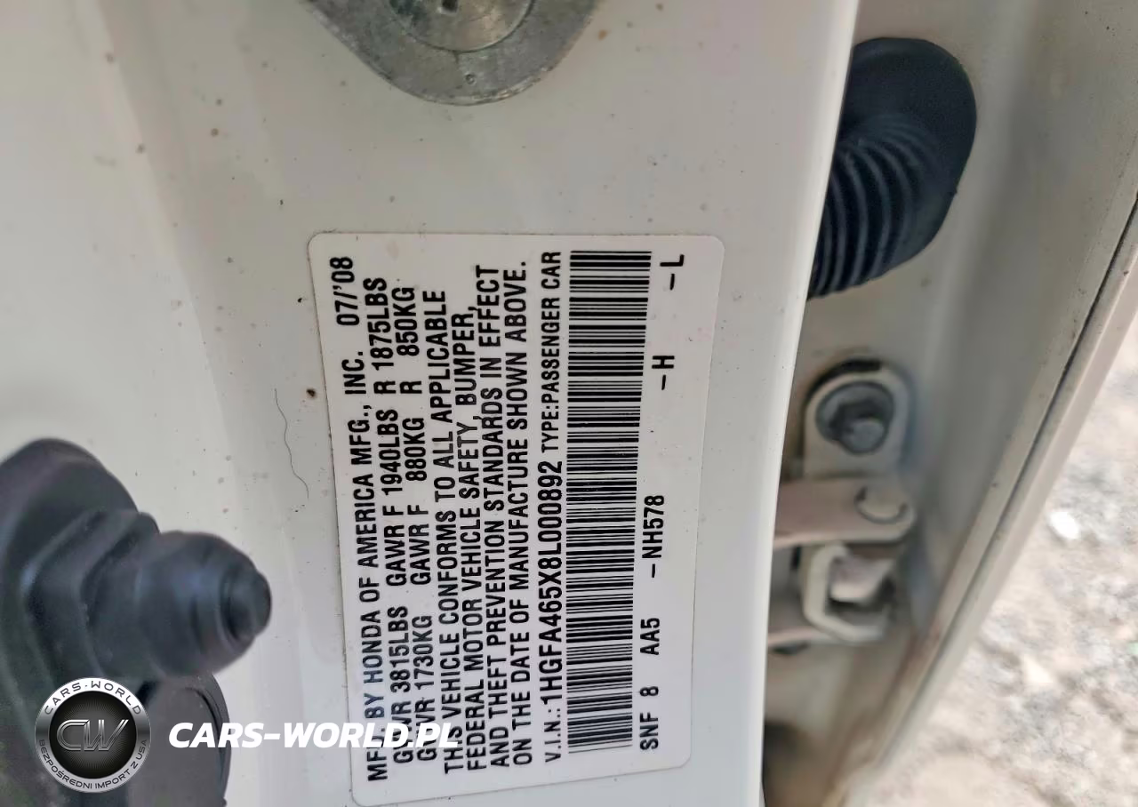 2008 Honda Civic Gx VIN:1HGFA465X8L000892 - 12