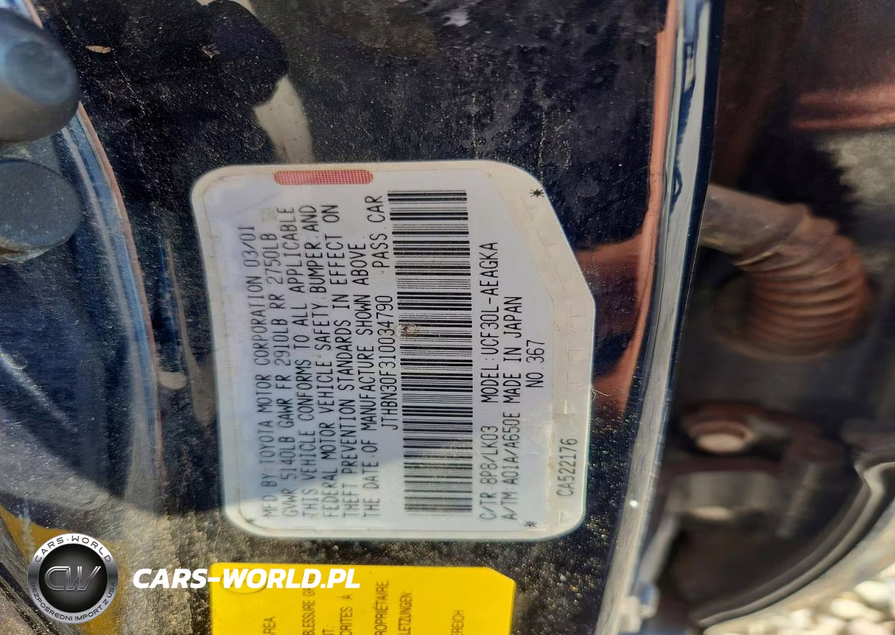 2001 Lexus Ls 430 VIN:JTHBN30F310034790 - 12