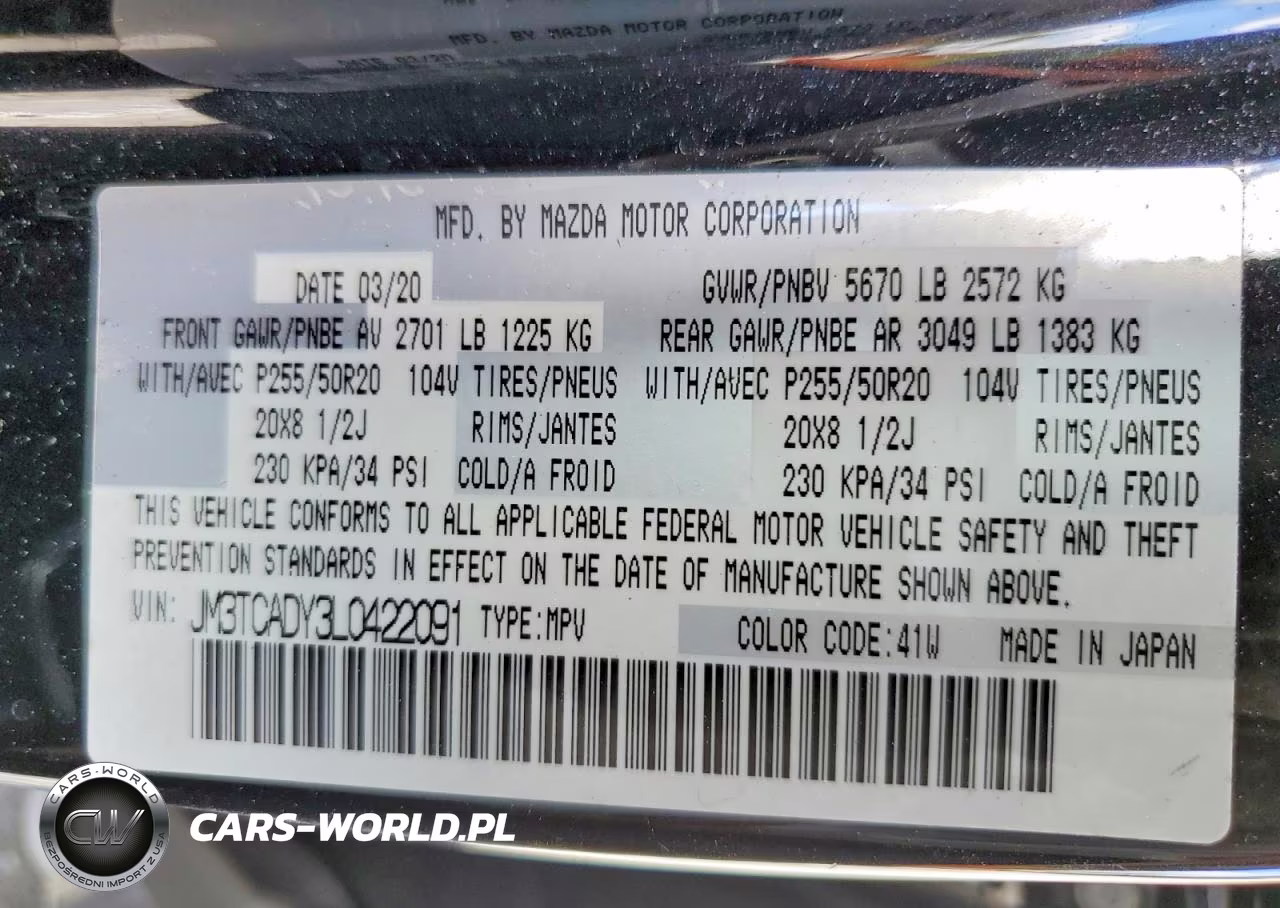 2020 Mazda Cx-9 Grand Touring VIN:JM3TCADY3L0422091 - 13