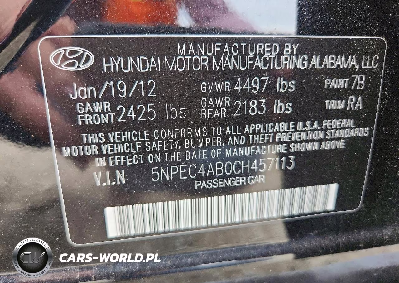 2012 Hyundai Sonata Limited 2.0T VIN:5NPEC4AB0CH457113 - 12