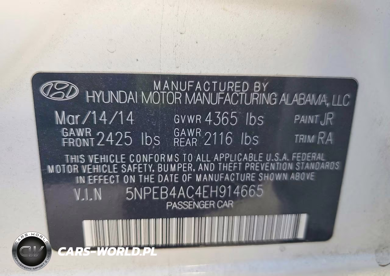 2014 Hyundai Sonata Gls VIN:5NPEB4AC4EH914665 - 12