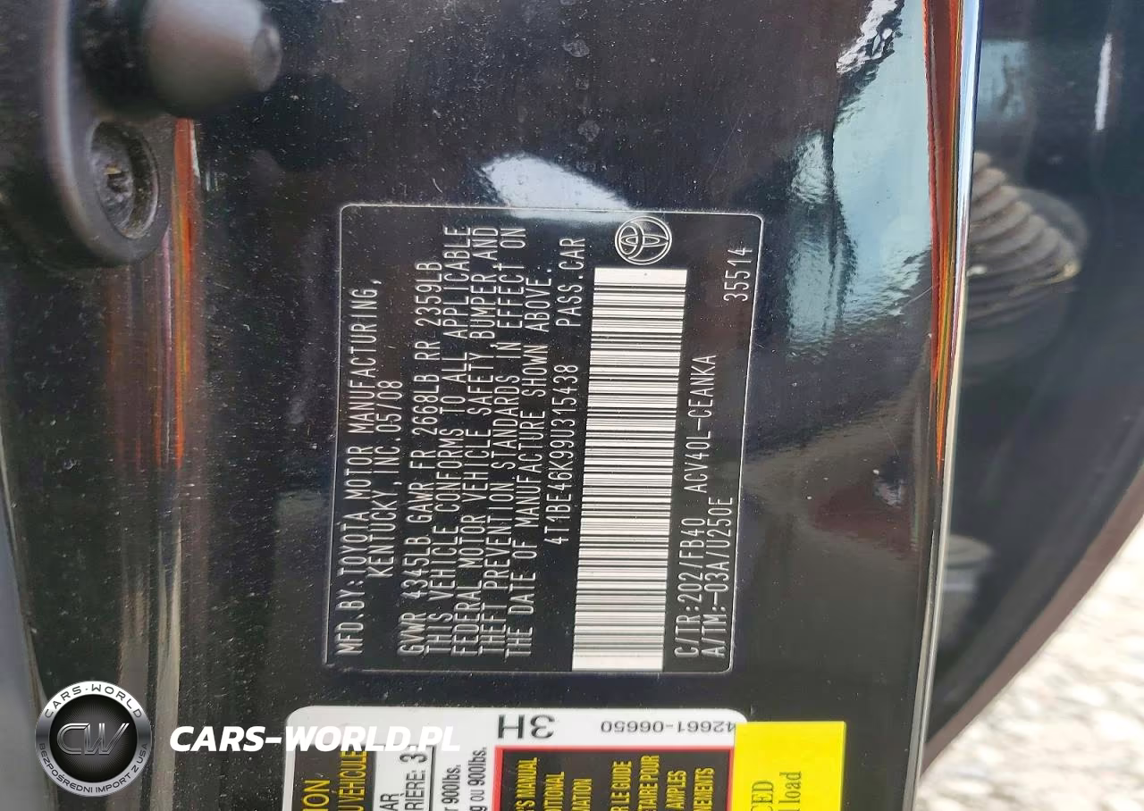 2009 Toyota Camry Le VIN:4T1BE46K99U315438 - 12