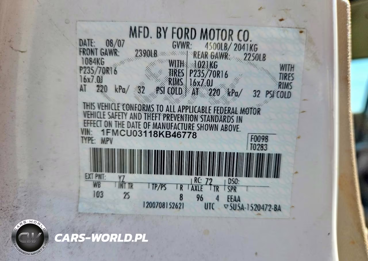2008 Ford Escape Xlt VIN:1FMCU03118KB46778 - 12