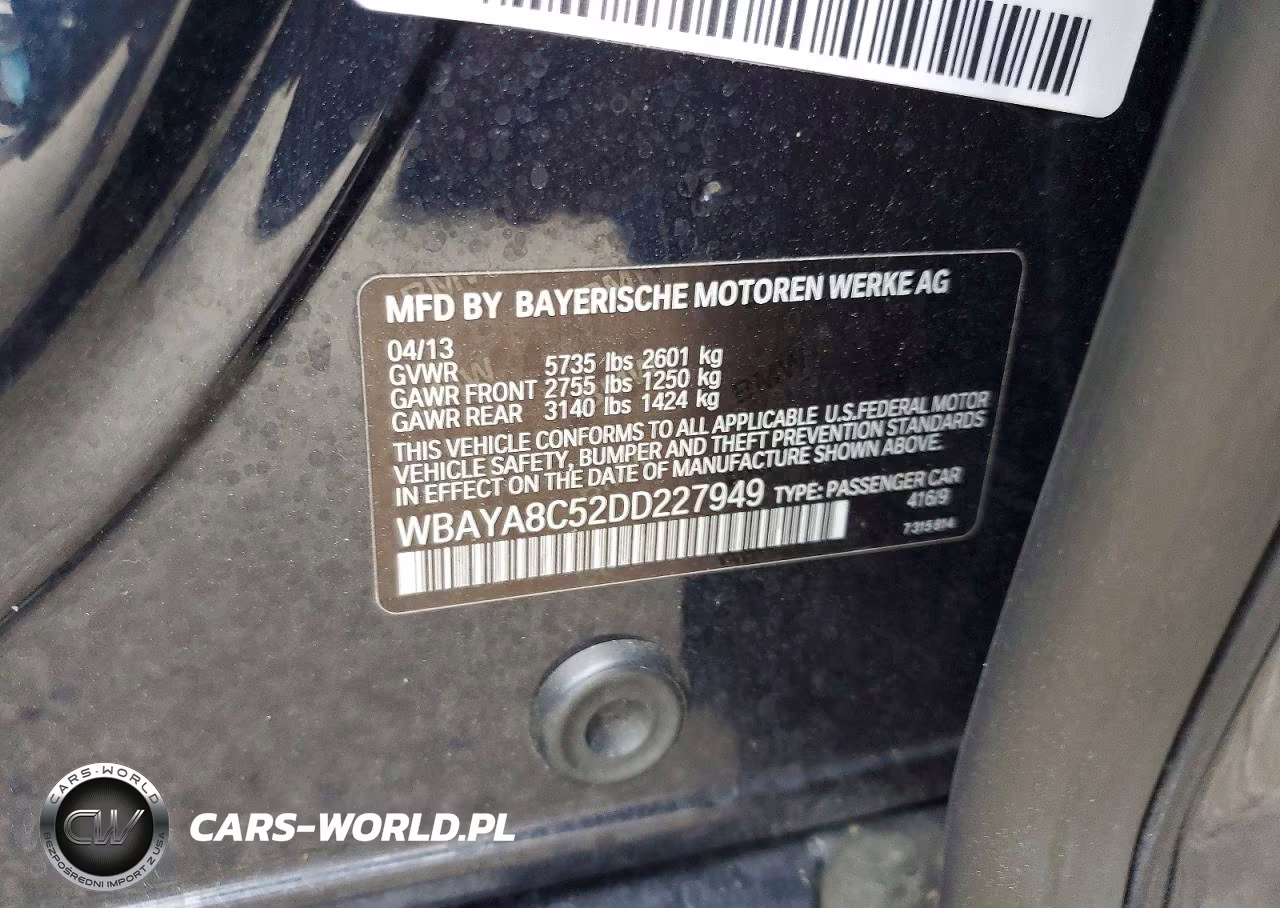 2013 BMW 750 I VIN:WBAYA8C52DD227949 - 12