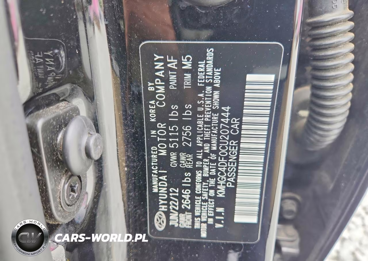 2012 Hyundai Genesis 4.6L VIN:KMHGC4DF0CU207444 - 11