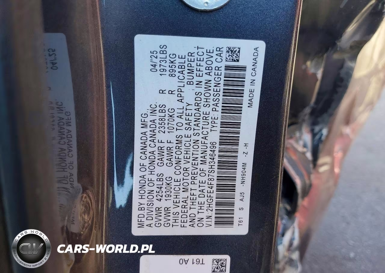 2025 Honda Civic Sport VIN:2HGFE4F87SH346496 - 12