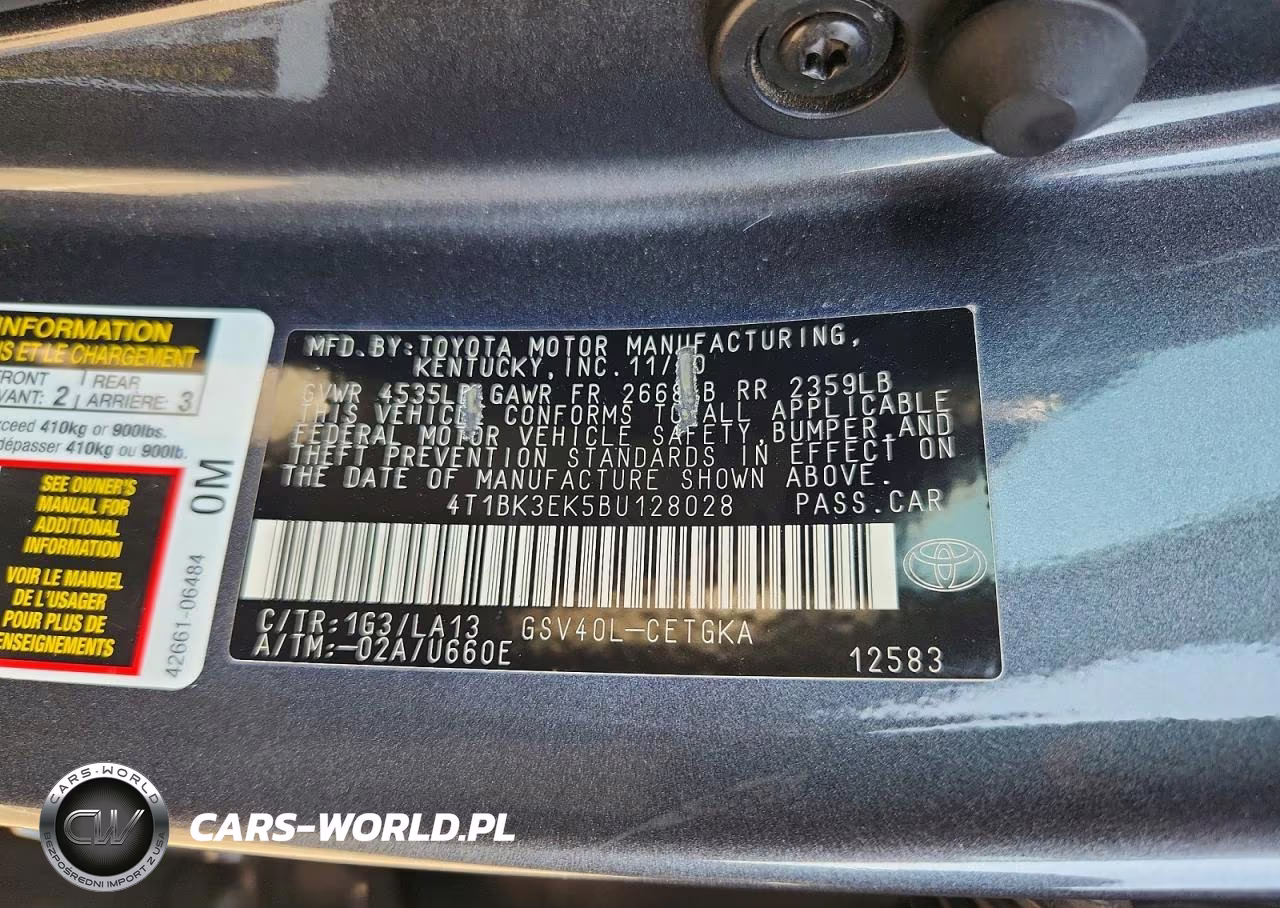 2011 Toyota Camry Xle V6 VIN:4T1BK3EK5BU128028 - 12