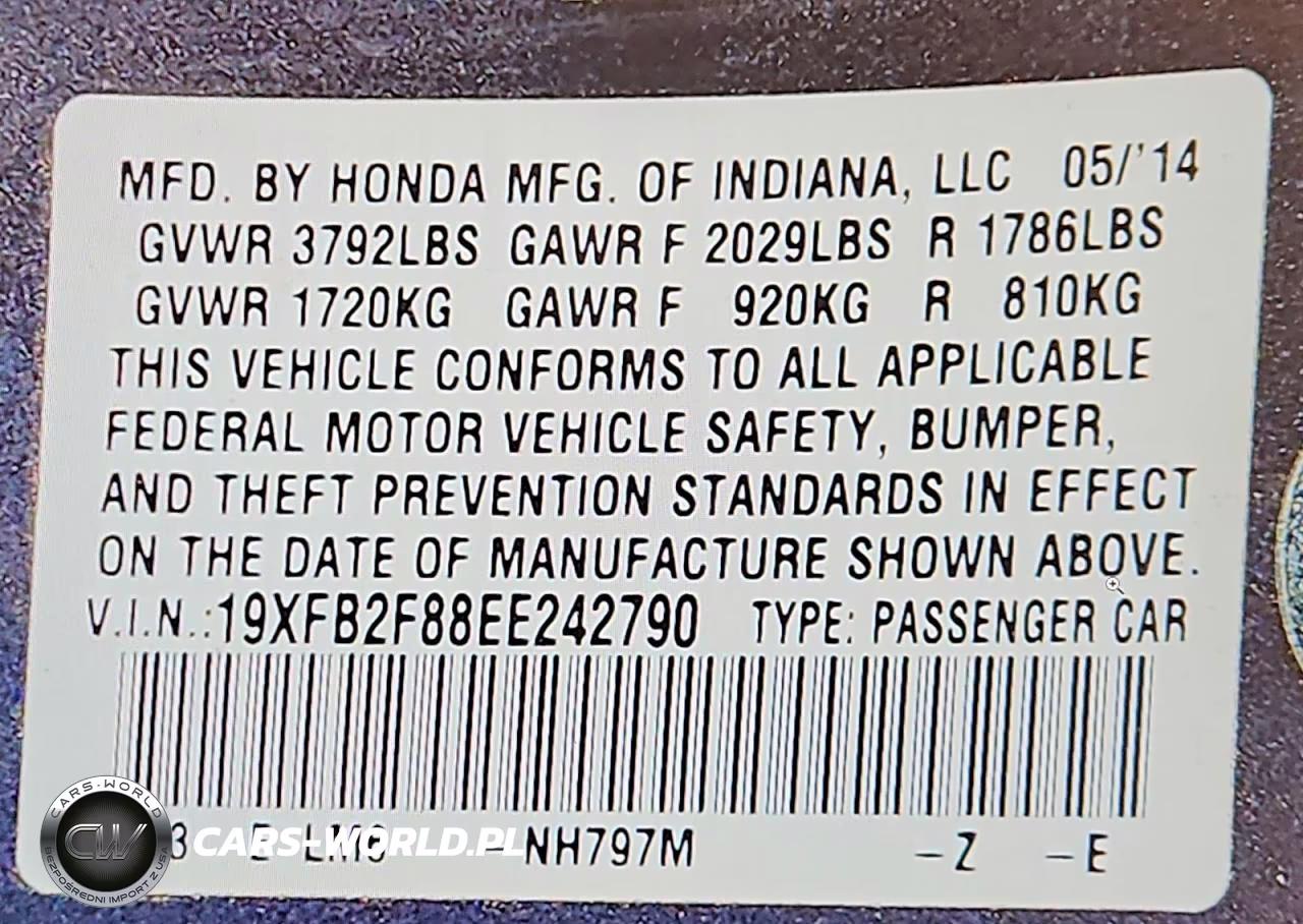 2014 Honda Civic Ex VIN:19XFB2F88EE242790 - 13