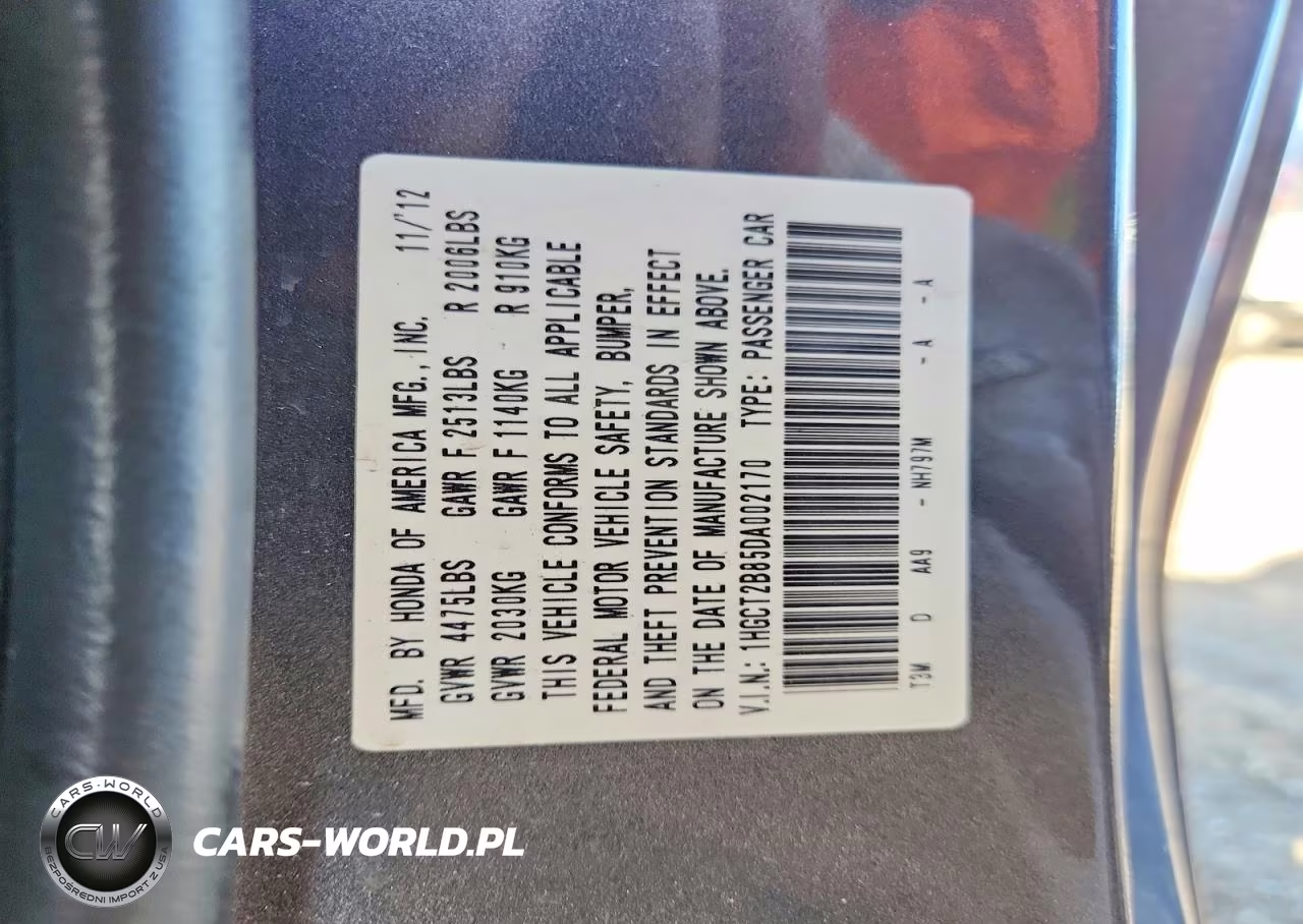 2013 Honda Accord Exl VIN:1HGCT2B85DA002170 - 12