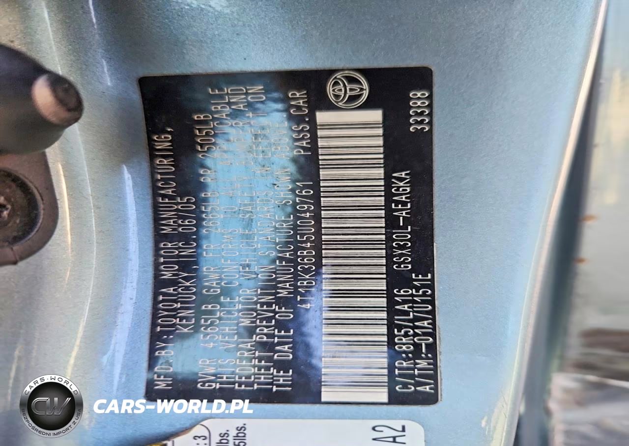 2005 Toyota Avalon Xls VIN:4T1BK36B45U049761 - 12